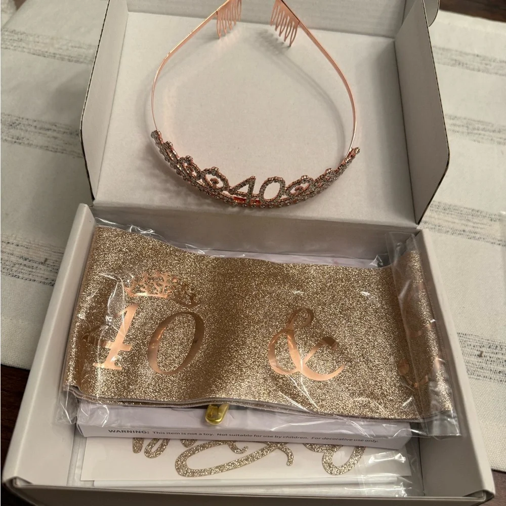 [🟡 Bundle 10 items for $25] Rose Gold 40th Birthday Party Set